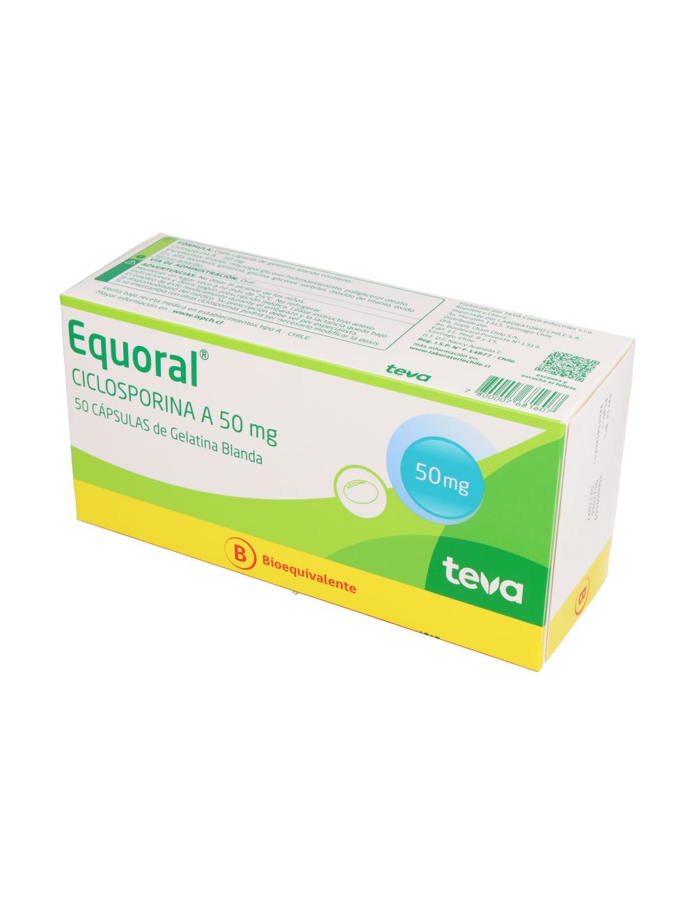 EQUORAL 50 MG CICLOSPORINA 50 CAPSULAS BLANDAS TEVA CENABAST