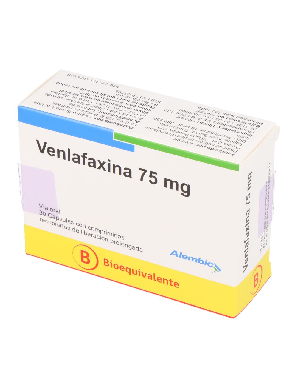 VENLAFAXINA 75 MG 30 COMPRIMIDOS RECUBIERTOS LABORATORIO ALEMBIC CENABAST