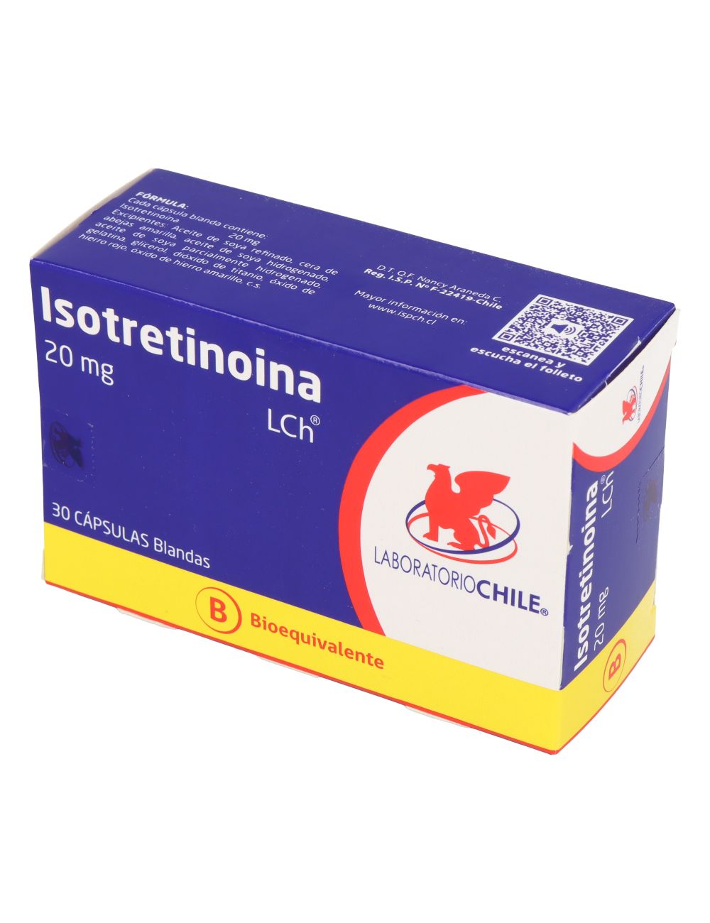ISOTRETINOINA 20 MG 30 CAPSULAS BIOEQUIVALENTE LABORATORIO CHILE CENABAST