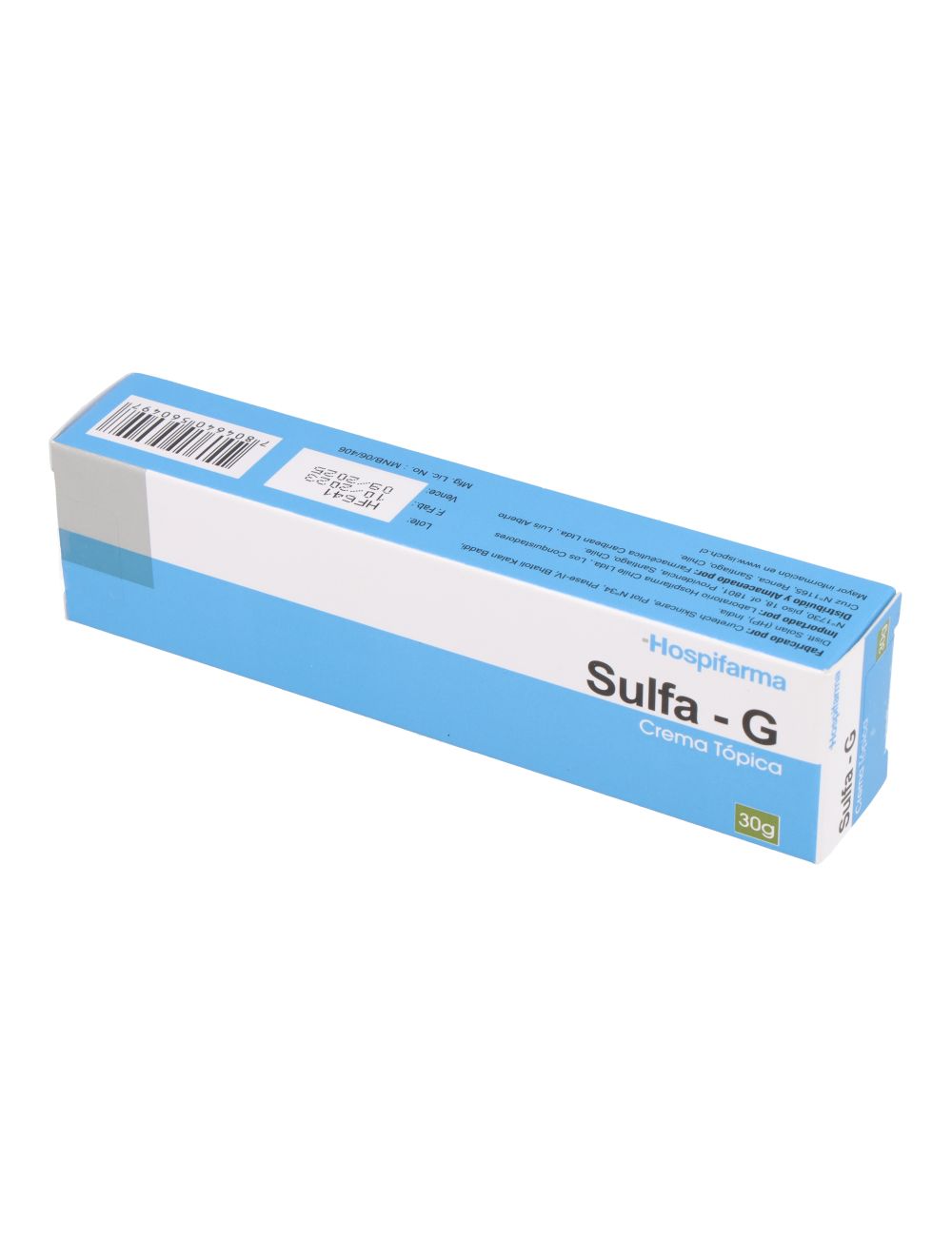 SULFA-G SULFADIAZINA DE PLATA CREMA TOPICA HOSPIFARMA CENABAST