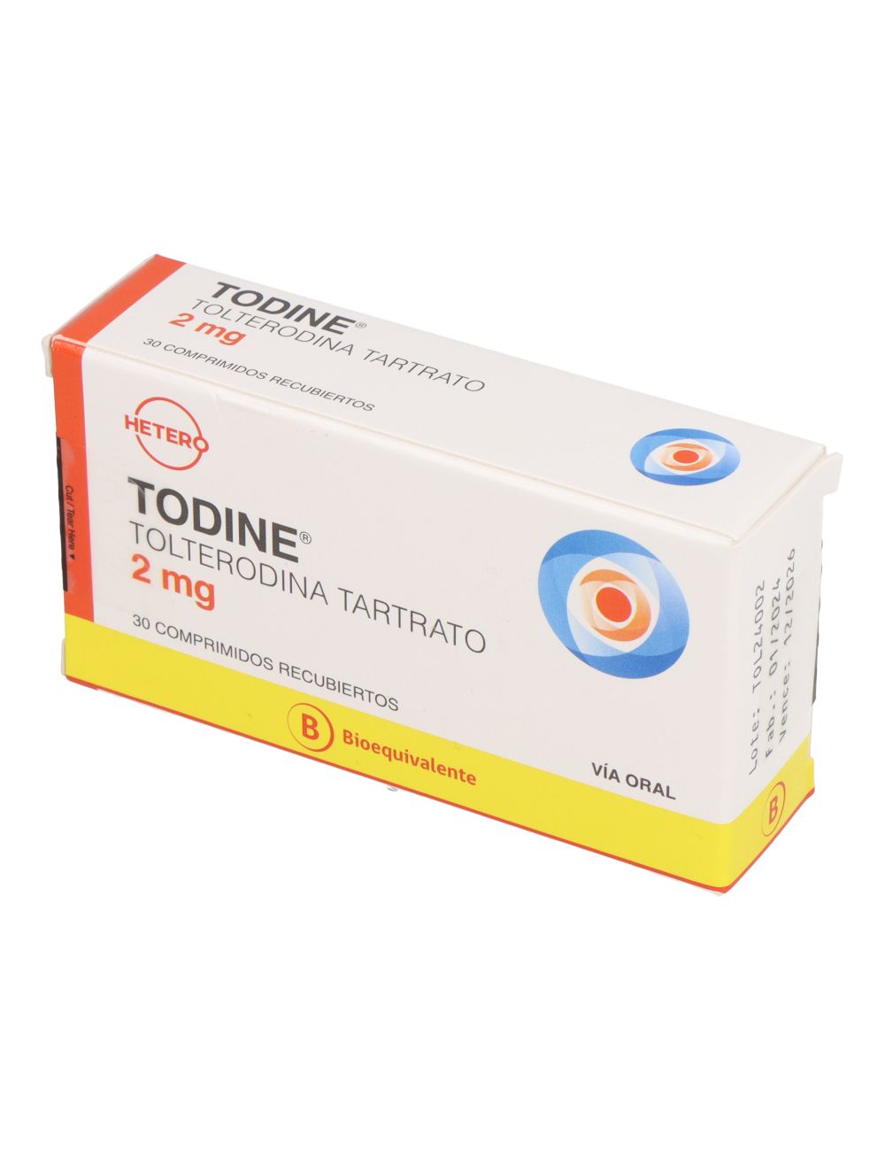TODINE TOLTERODINA 2 MG 30 COMPRIMIDOS BIOEQUIVALENTE CENABAST
