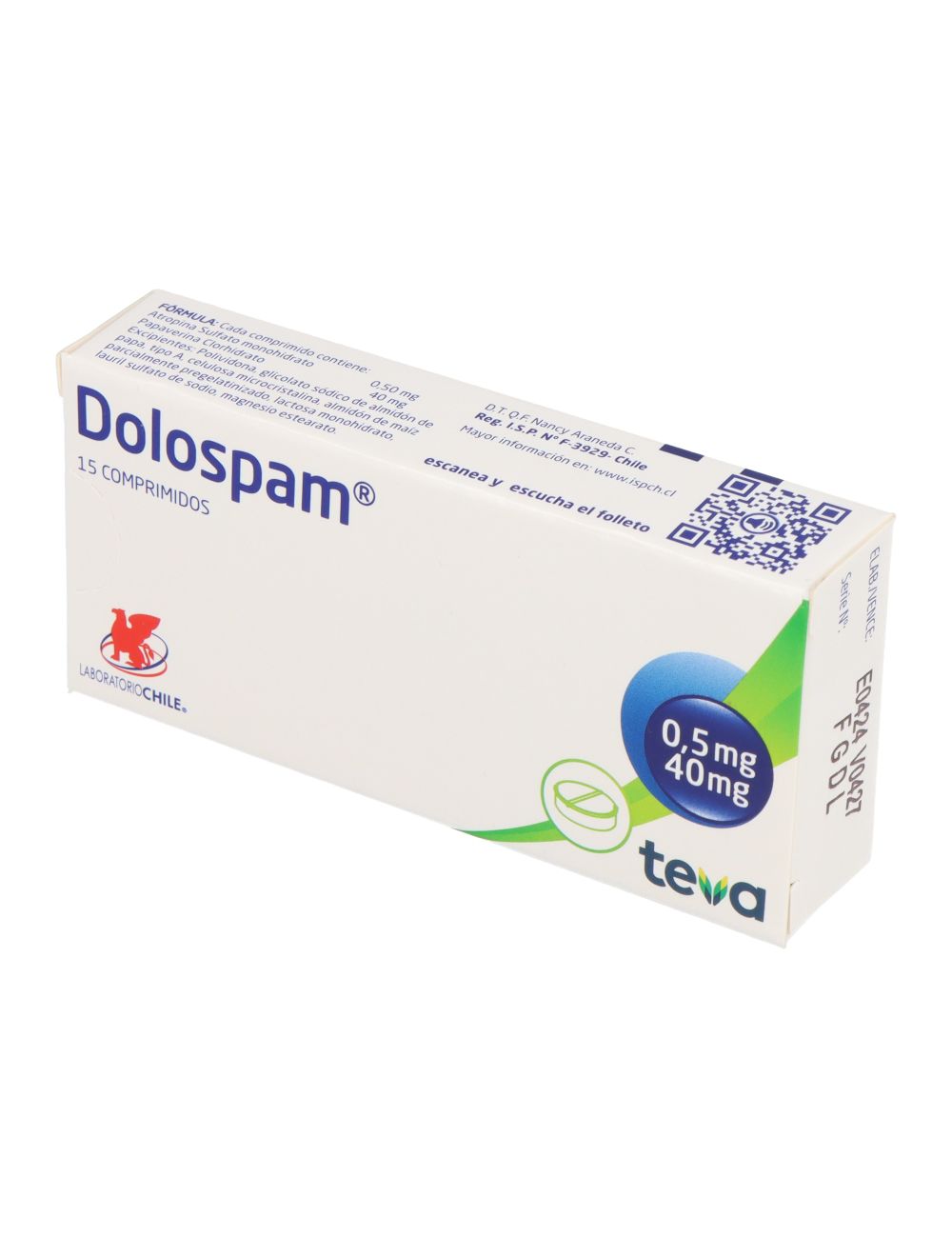 DOLOSPAM 15 COMPRIMIDOS LABORATORIO CHILE CENABAST