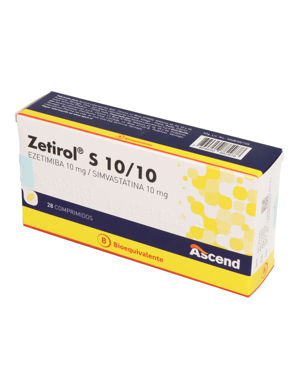 ZETIROL EZETIMIBA 10 MG 10 COMPRIMIDOS BIOEQUIVALENTE ASCEND CENABAST