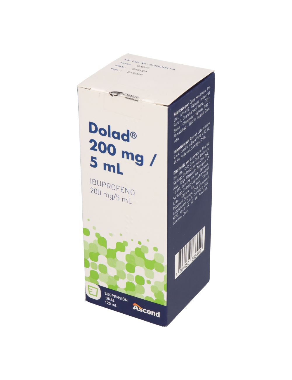 DOLAD IBUPROFENO 200 MG/5 ML 120 ML CAJ 1 CENABAST