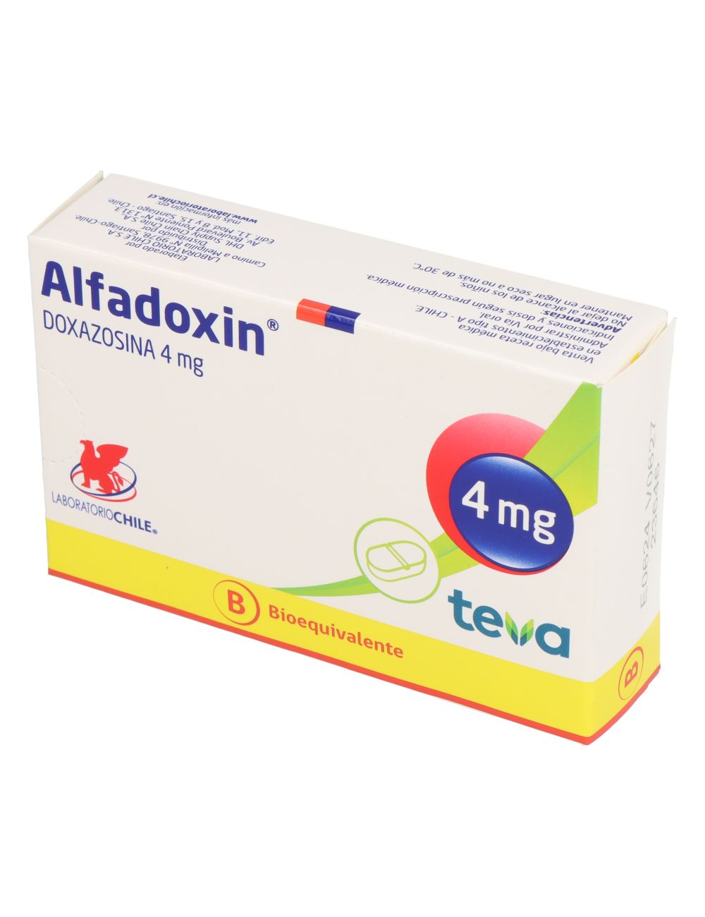 ALFADOXIN DOXAZOSINA 4MG CAJA 30 COMP. BIOEQUIVALENTE TEVA CENABAST