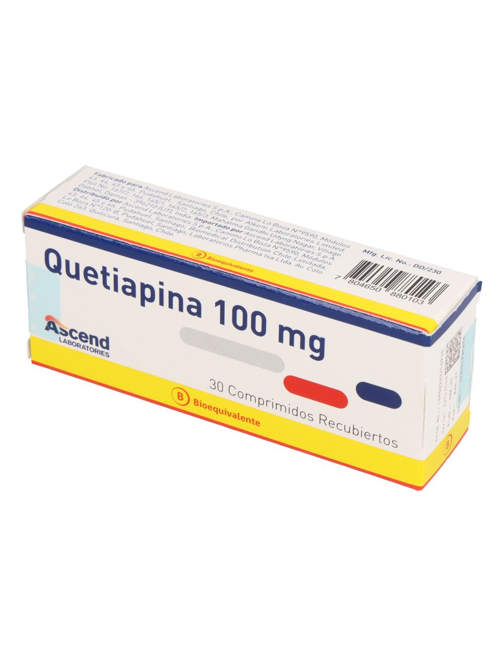 CENABAST QUETIAPINA 100MG 30 COMPRIMIDOS BIOEQUIVALENTE