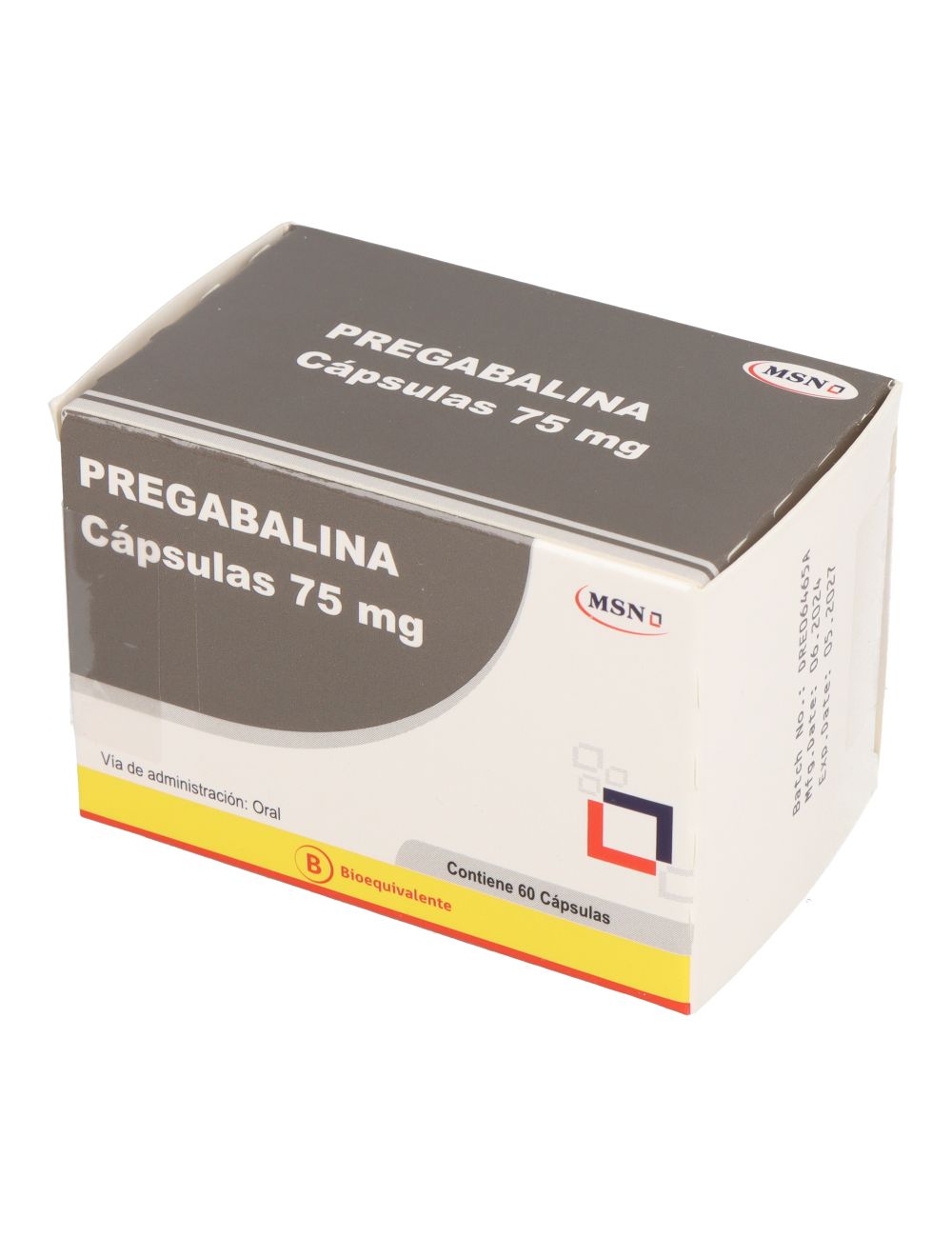 PREGABALINA 75 MG 60 CAPSULASBIOEQUIVALENTE LABORATORIO MSN CENABAST