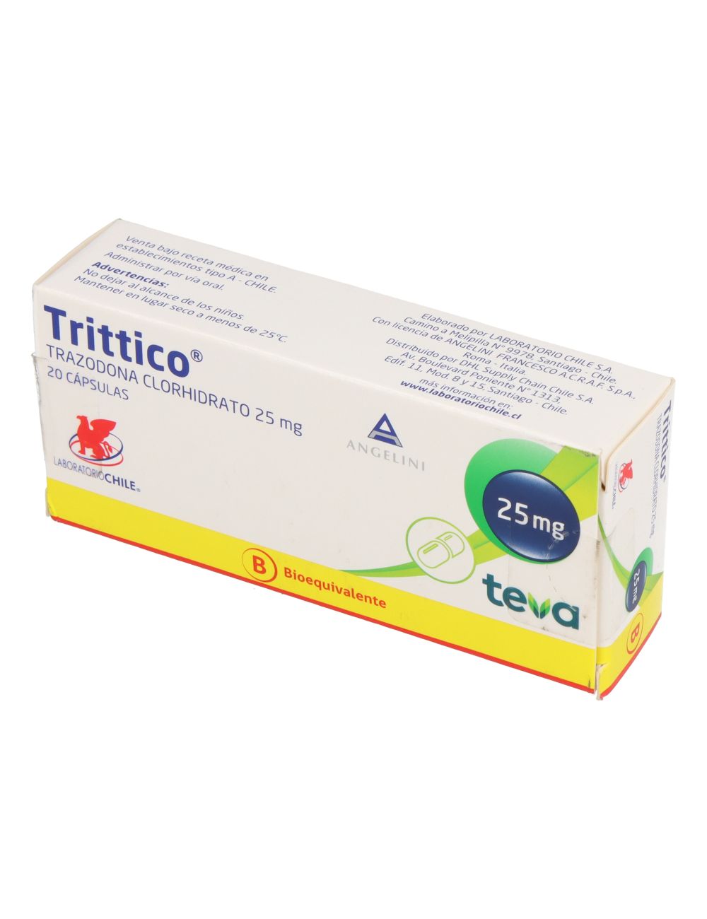 TRITTICO CAP. 25MG.20 LABORATORIO CHILE