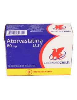 ATORVASTATINA 80 MG 30 COMPRIMIDOS BIOEQUIVALENTE LABORATORIO CHILE