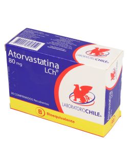 ATORVASTATINA 80 MG 30 COMPRIMIDOS BIOEQUIVALENTE LABORATORIO CHILE