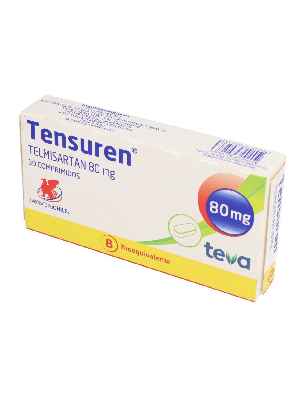TENSUREN TELMISARTAN 80 MG 30 COMPRIMIDOS BIOEQUIVALENTE LABORATORIO CHILE