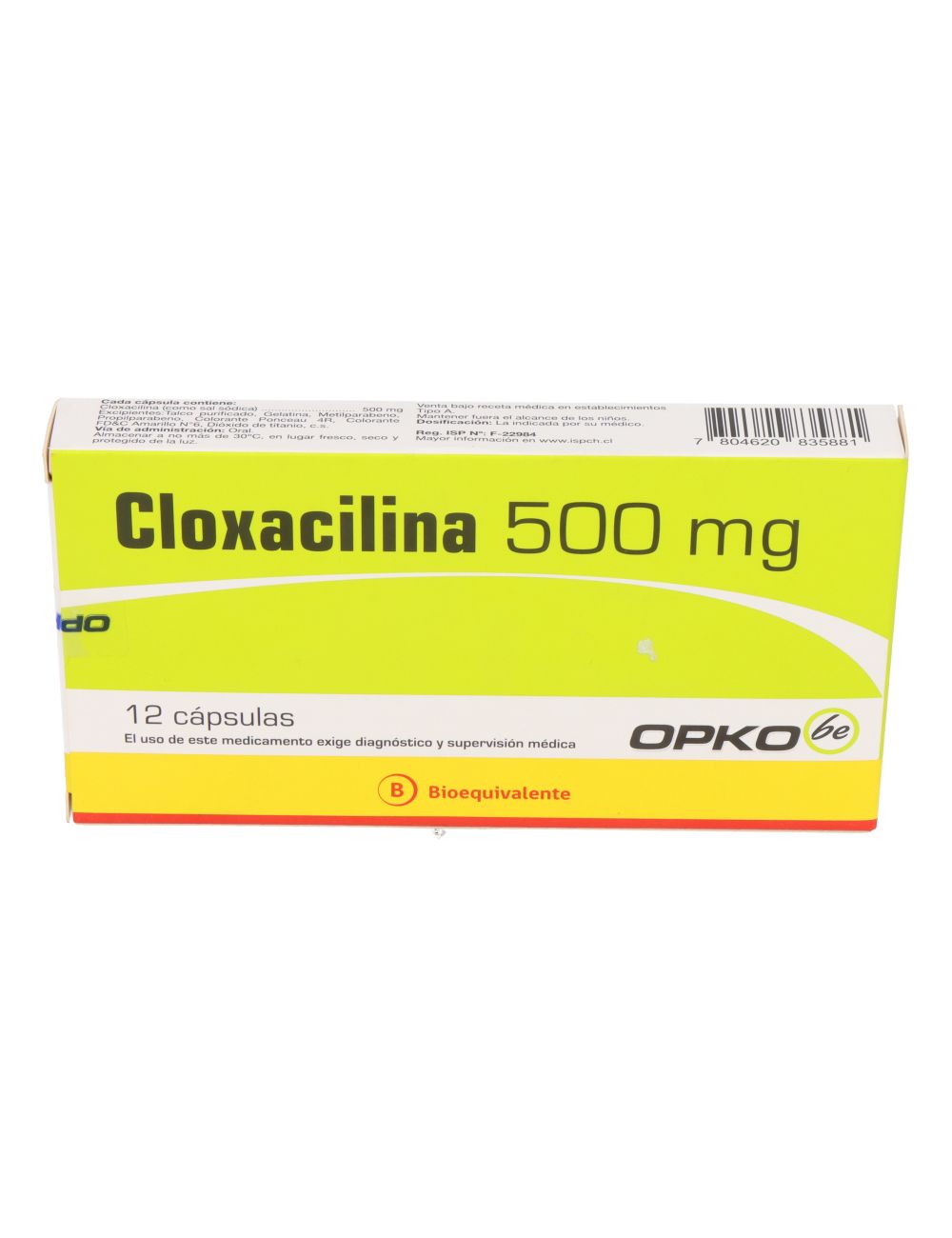 CLOXACILINA 500 MG 12 CAPSULAS BIOEQUIVALENTE LABORATORIO OPKO CENABAST