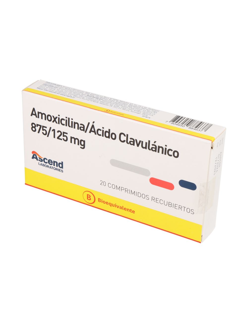 AMOXICILINA/ACIDO CLAVULANICO 875/125 20 COMPRIMIDOS RECUBIERTOS LABORATORIO ASCEND CENABAST