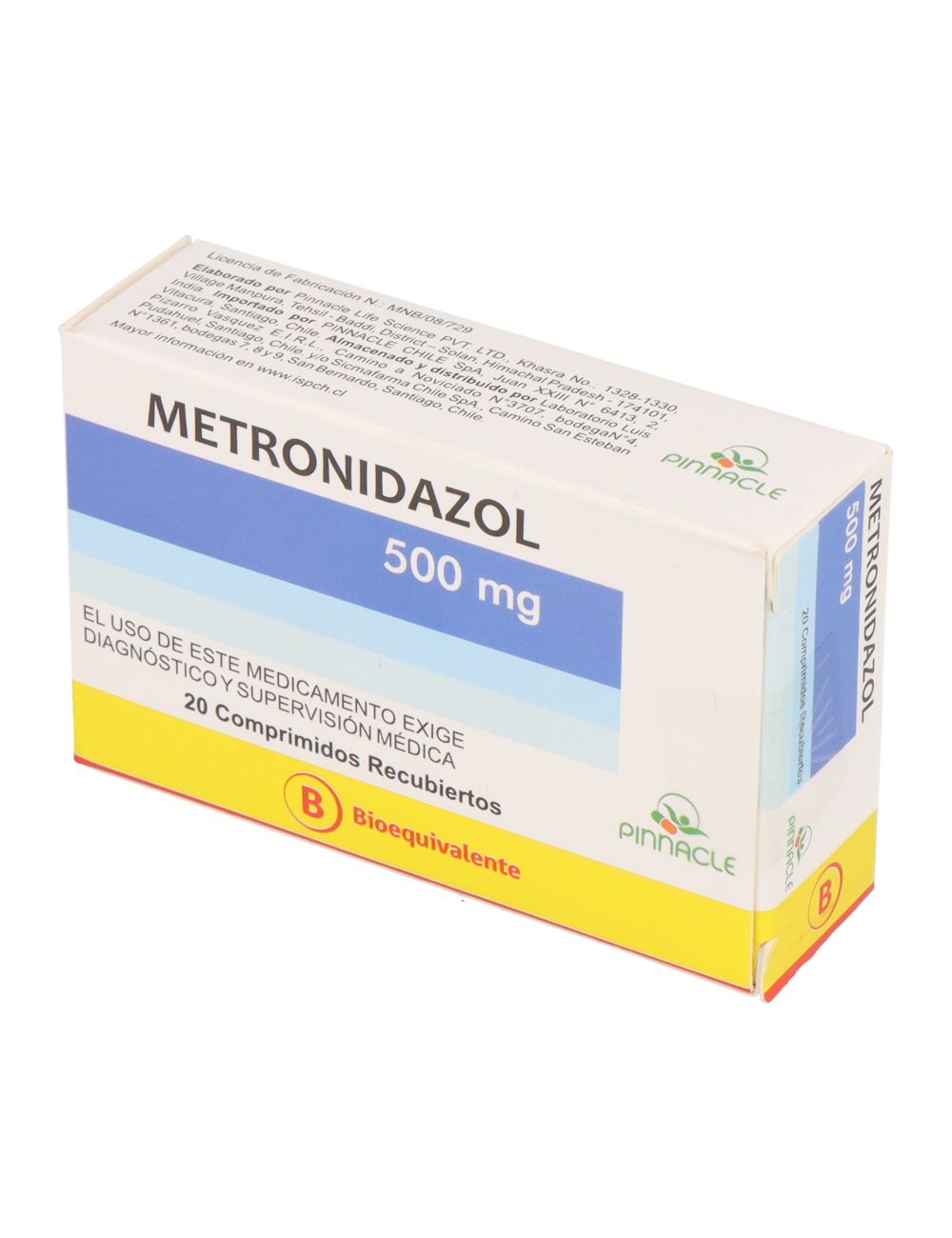 METRONIDAZOL 500 MG 20 COMPRIMIDOS BIOEQUIVALENTE RECUBIERTO