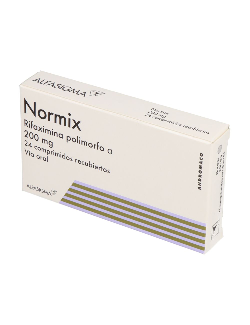 NORMIX RIFAXIMINA POLIMORFO ALFA 200 MG 24 COMPRIMIDOS RECUBIERTOS LAB.ANDROMACO CENABAST