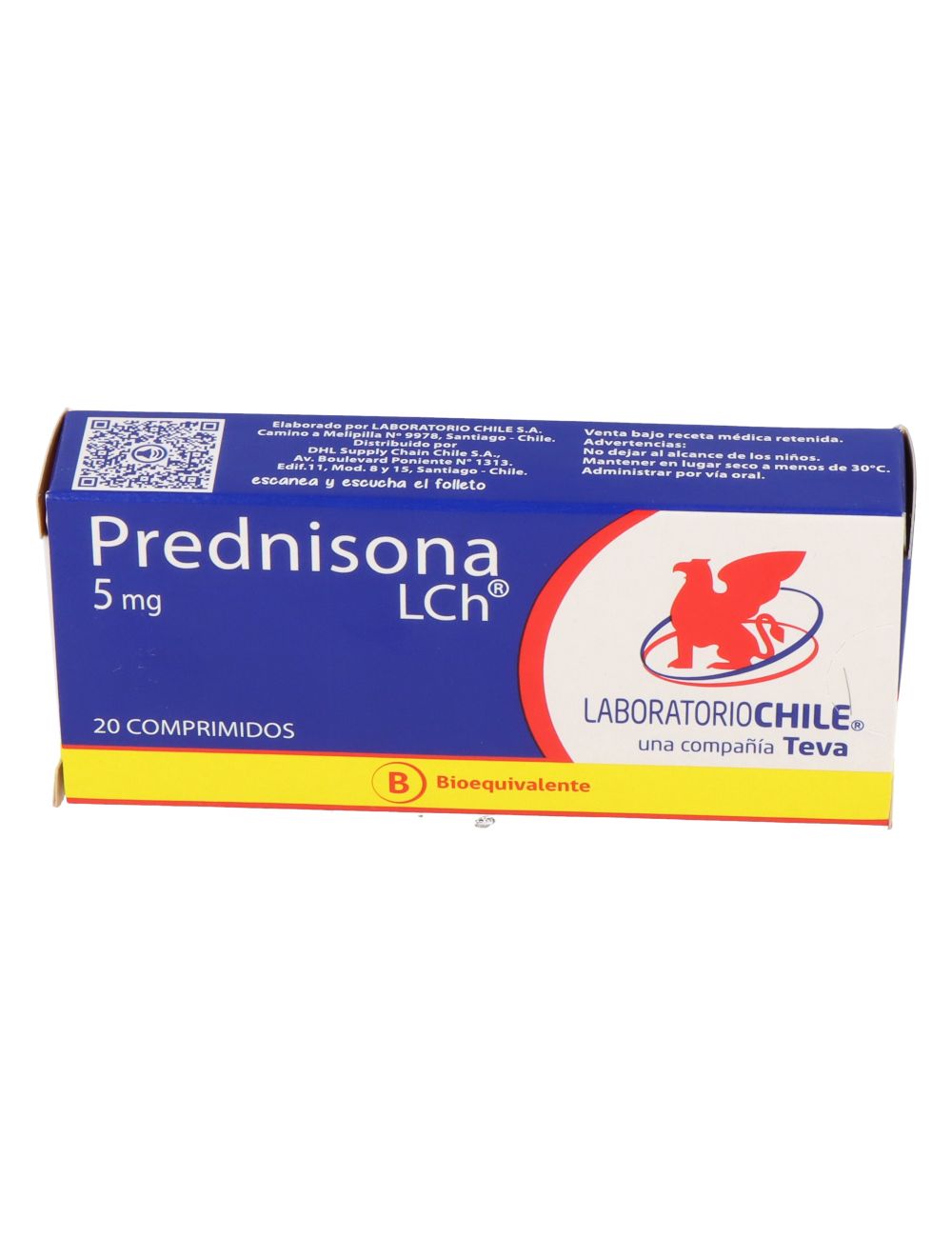 PREDNISONA 5MG 20 COMPRIMIDOS BIOEQUIVALENTE LABORATORIO CHILE CENABAST