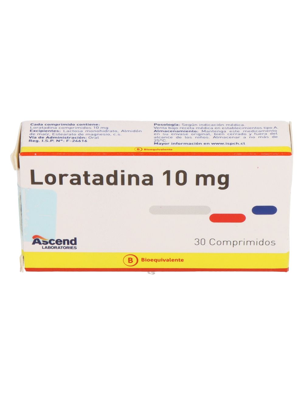 LORATADINA 10 MG 30 COMPRIMIDOS BIOEQUIVALENTE LABORATORIO ASCEND CENABAST