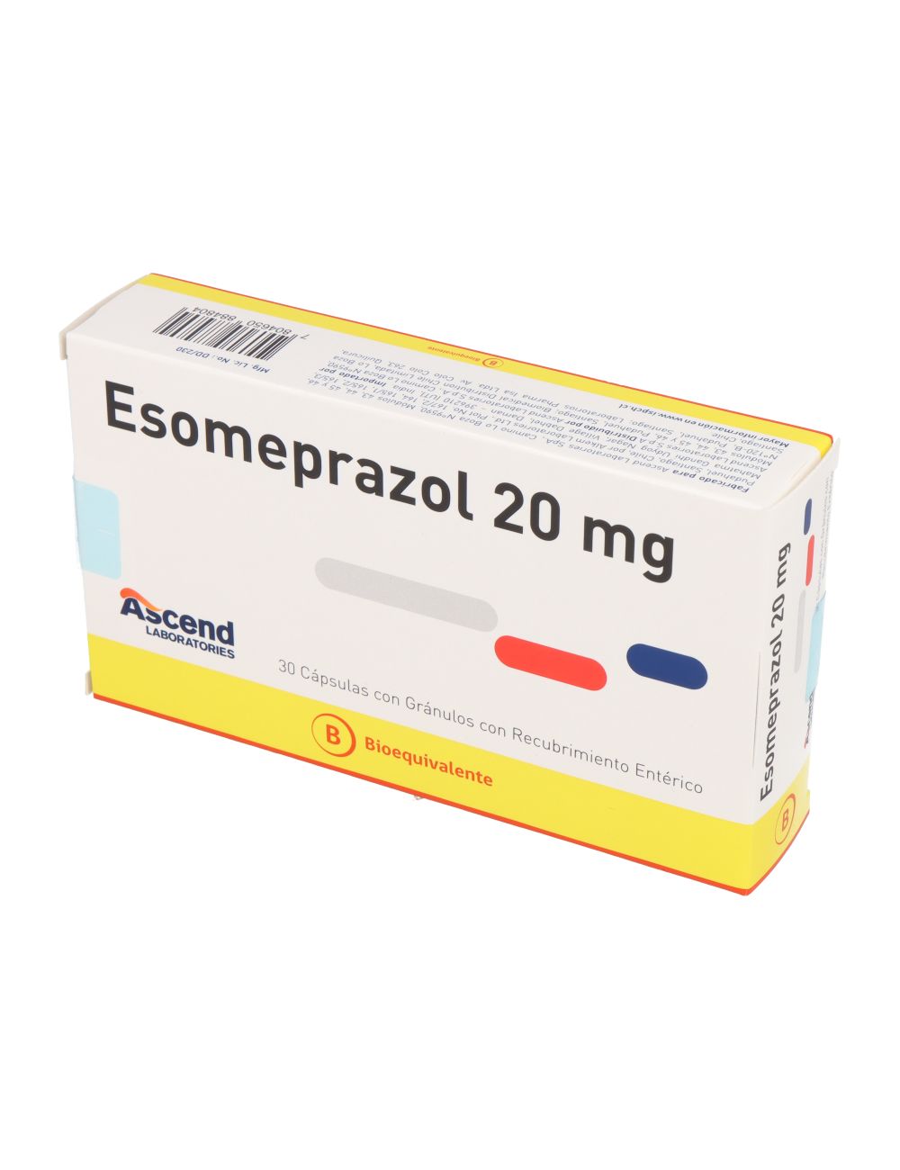ESOMEPRAZOL 20MG 30 CAPSULAS CON GRANULOS CON RECUBRIMIENTO ENTERICO BIOEQUIVALENTE LABORATORIO ASCEND CENABAST