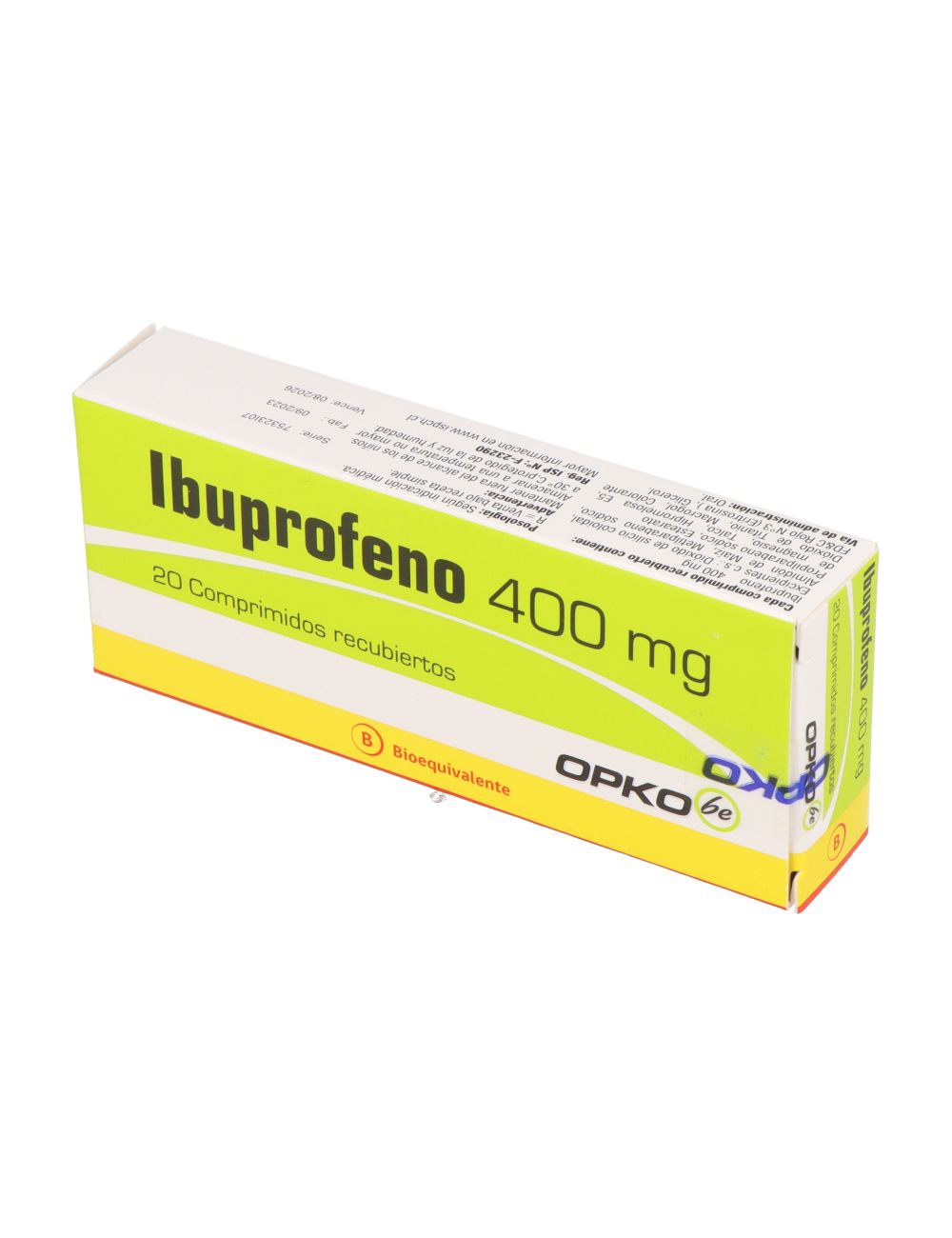 IBUPROFENO 400MG 20 COMPRIMIDOS BIOEQUIVALENTE LABORATORIO OPKO CENABAST