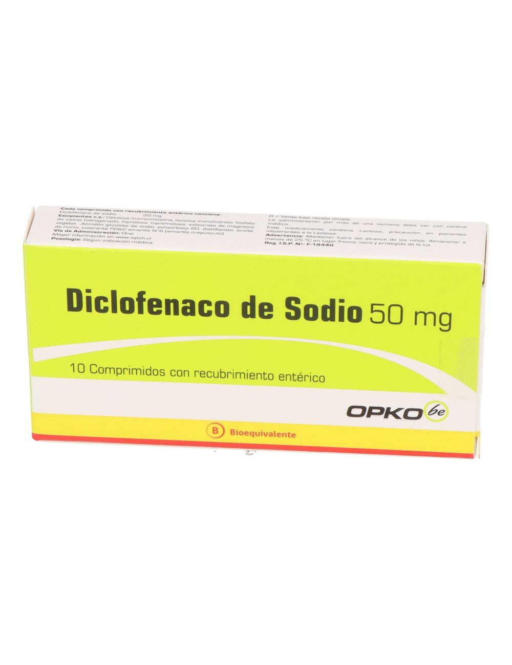 DICLOFENACO DE SODIO 50 MG 10 COMPRIMIDOS CON RECUBRIMIENTO ENTERICO BIOEQUIVALENTE LABORATORIO OPKO CENABAST