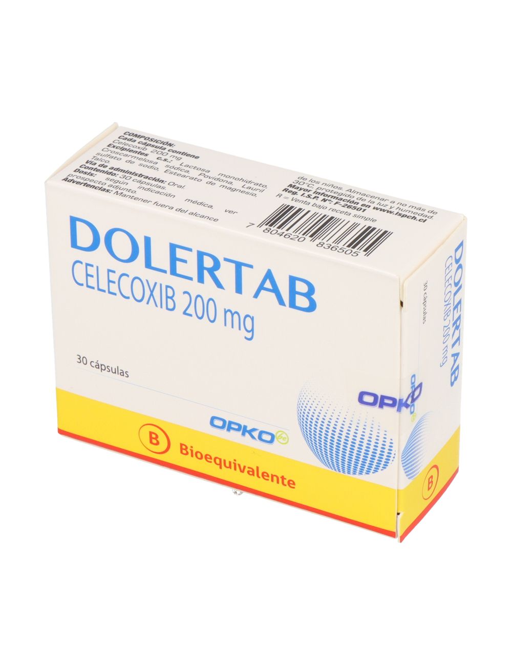 CELECOXIB  DOLERTAB 200MG 30 CAPSULAS BIOEQUIVALENTE LABORATORIO OPKO CENABAST