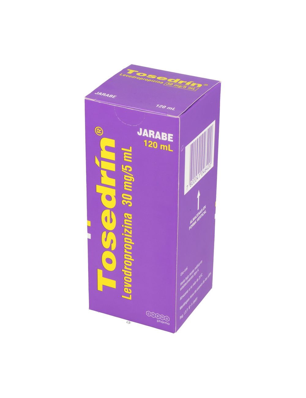 LEVODROPROPIZINA TESEDRIN 30 MG / 5 ML JARABE 120 ML LABORATORIO CHEMA PHARMA CENABAST