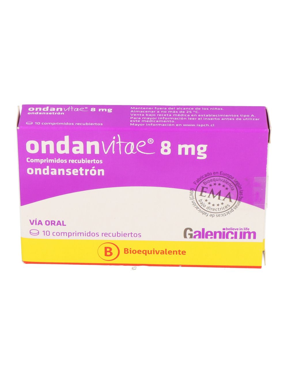 ONDANVITAE 8MG ONDANSETRON 10 COMPRIMIDOS BIOEQUIVALENTE LABORATORIO GALENICUM