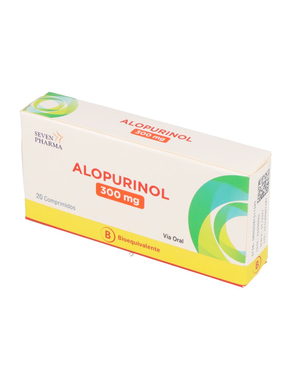 ALOPURINOL 300 MG 20 COMPRIMIDOS BIOEQUIVALENTE LABORATORIO SEVEN PHARMA CENABAST