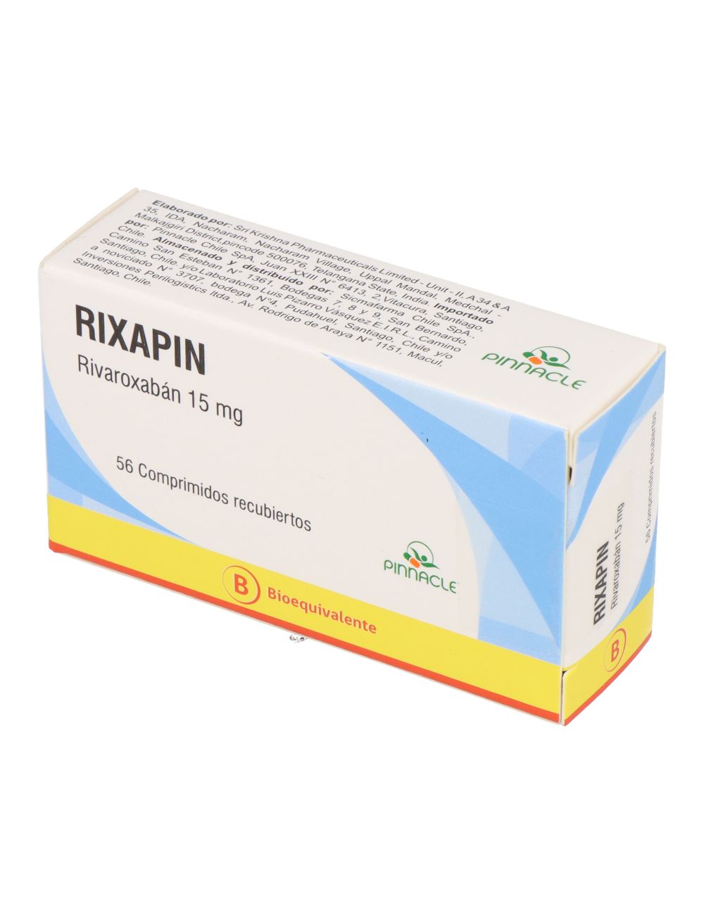 RIVAROXABAN 15 MG RIXAPIN 56 COMPRIMIDOSRECUBIERTOS BIOEQUIVALENTE LABORATORIO PINNACLE CENABAST