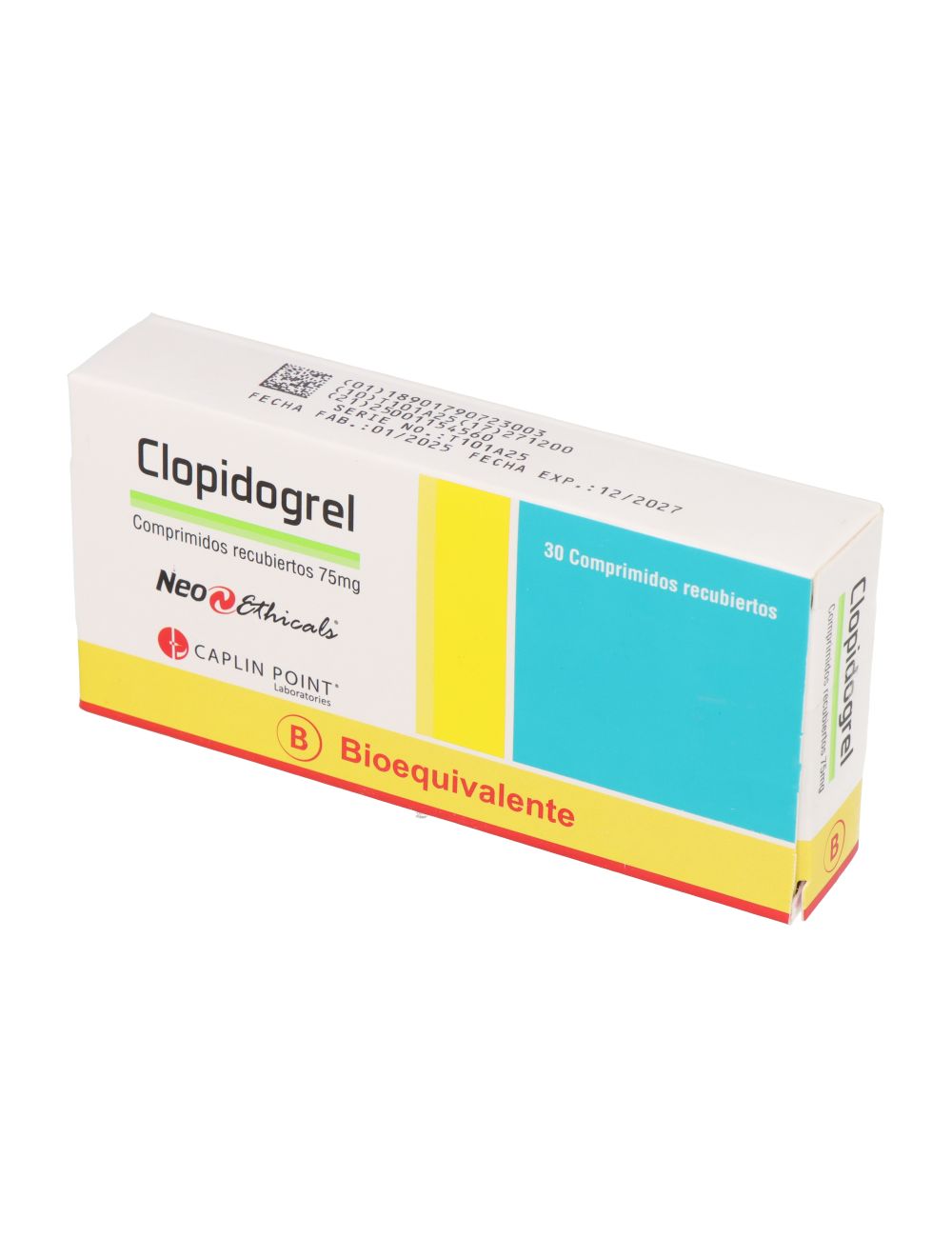 CLOPIDOGREL 75 MG 30 COMPRIMIDOS BIOEQUIVALENTE LABORATORIO CAPLINPOINT CENABAST