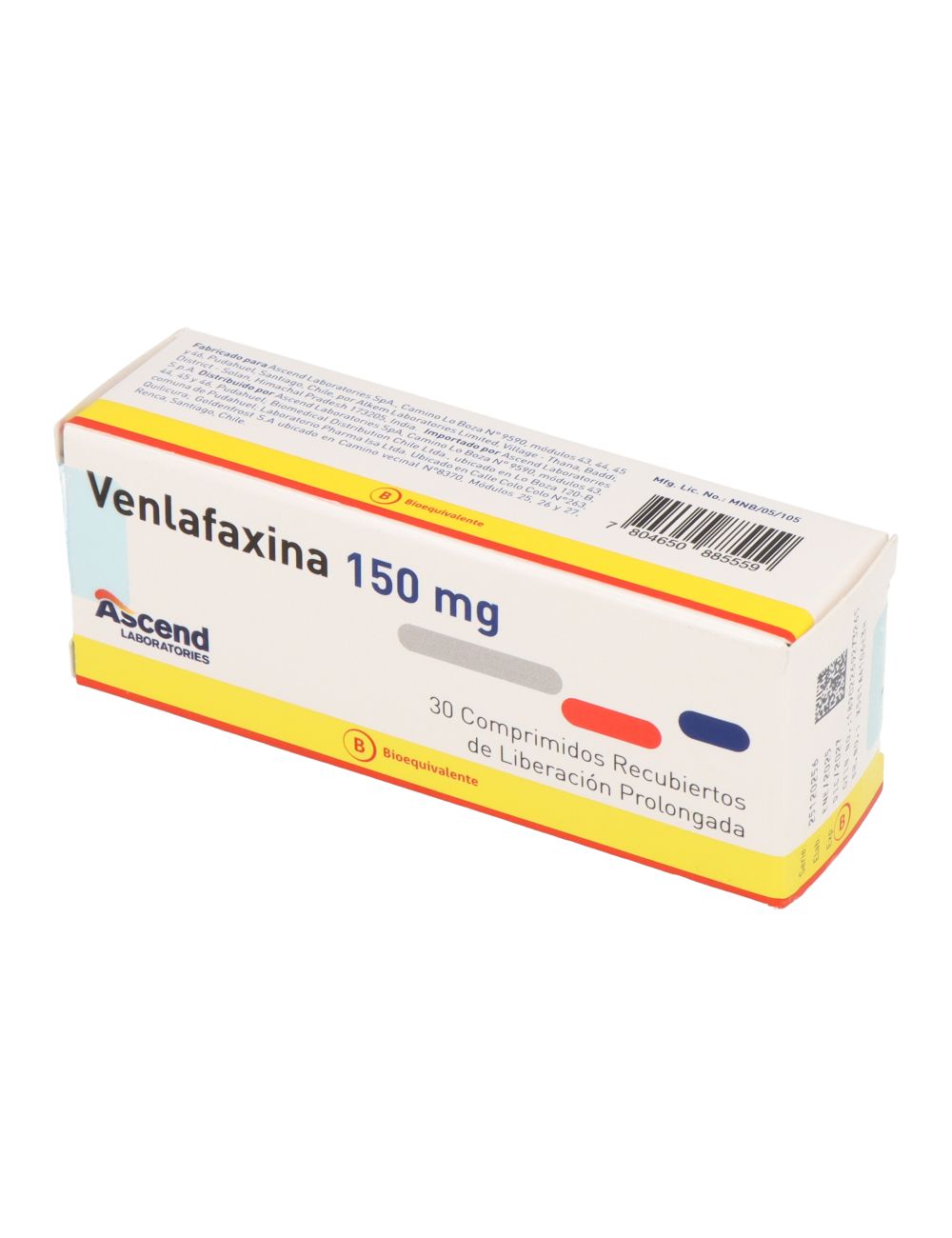 VENLAFAXINA 150 MG 30 COMPRIMIDOS DE LIBERACION PROLONGADA BIOEQUIVALENTE LABORATORIO ASCEND CENABAST