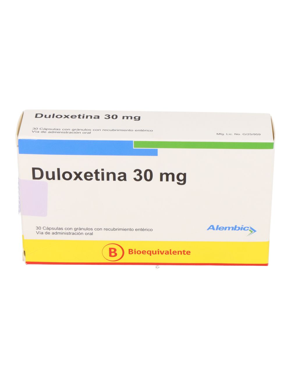 DULOXETINA 30 MG 30 CAPSULAS BIOEQUIVALENTE LABORATORIO ALEMBIC CENABAST