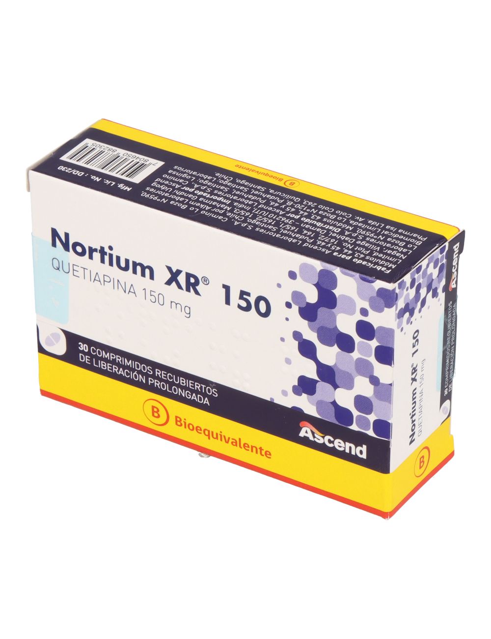 NORTIUM XR QUETIAPINA 150MG 30 COMPRIMIDOS BIOEQUIVALENTE LABORATORIO ASCEND CENABAST