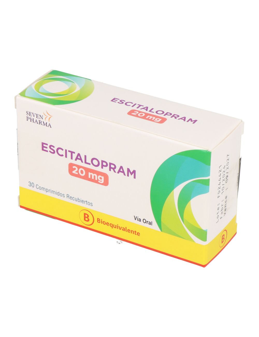 ESCITALOPRAM 20 MG 30 COMPRIMIDOS RECUBIERTOS BIOEQUIVALENTE LABORATORIO SEVEN PHARMA CENABAST