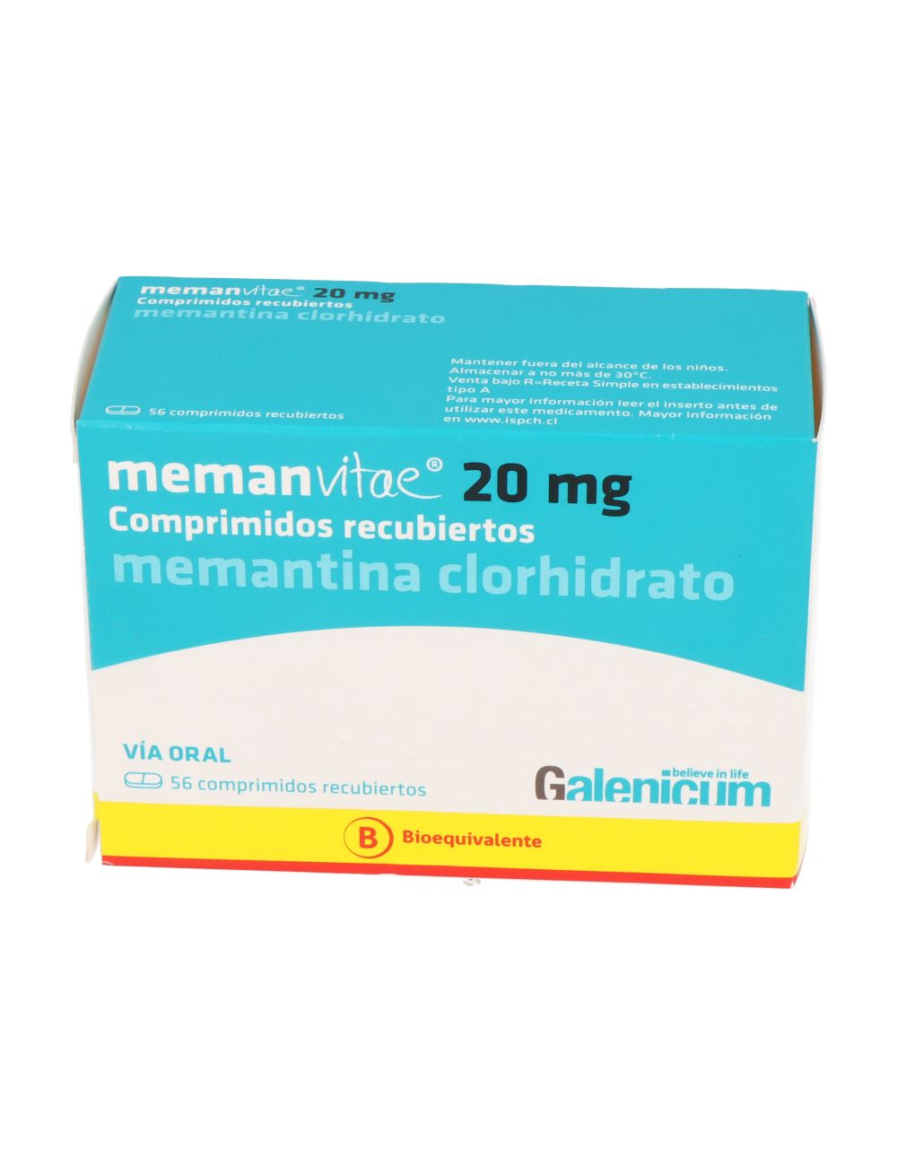 MEMANVITAE MEMANTINA CLORHIDRATO 20 MG 56 COMPRIMIDOS BIOEQUIVALENTE LABORATORIO GALENICUM