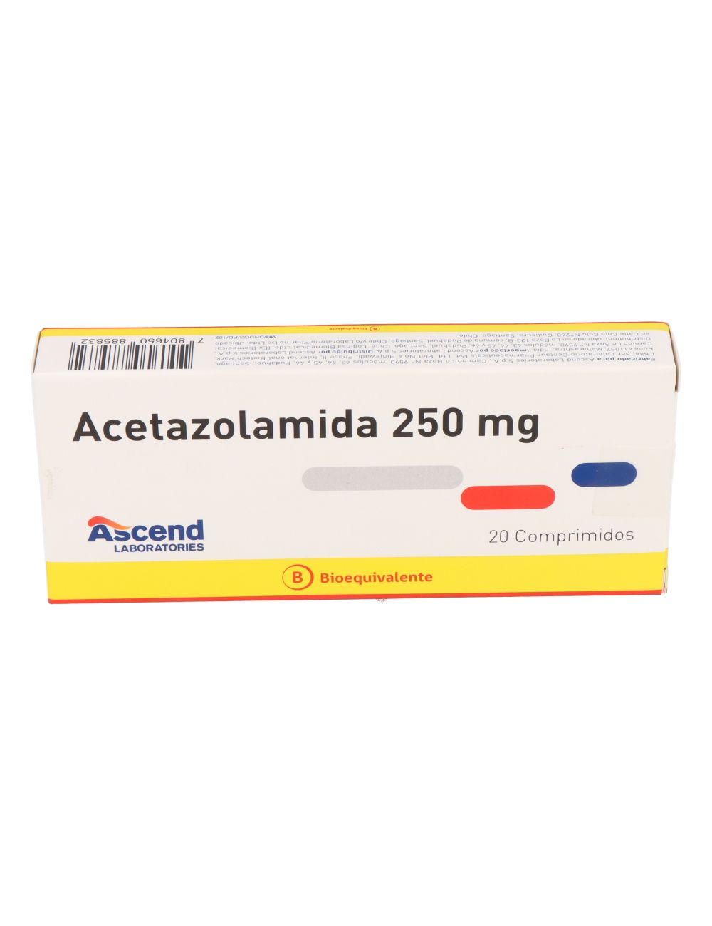 ACETAZOLAMIDA 250 MG 20 COMPRIMIDOS BIOEQUIVALENTE LABORATORIO ASCEND