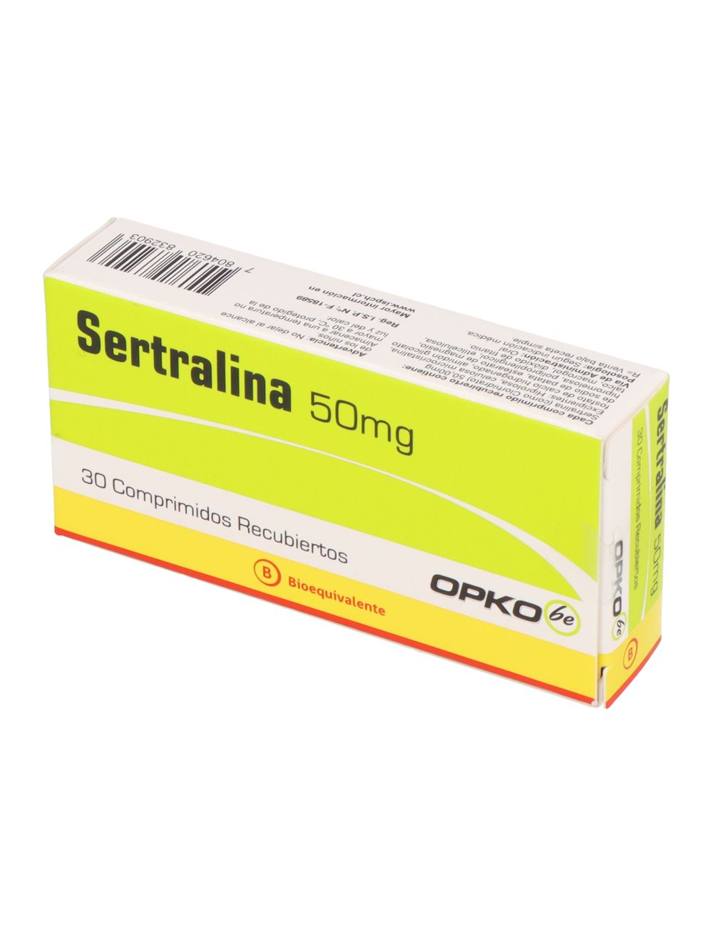 SERTRALINA 50 MG 30 COMPRIMIDOS RECUBIERTOS BIOEQUIVALENTE LABORATORIO OPKO CENABAST