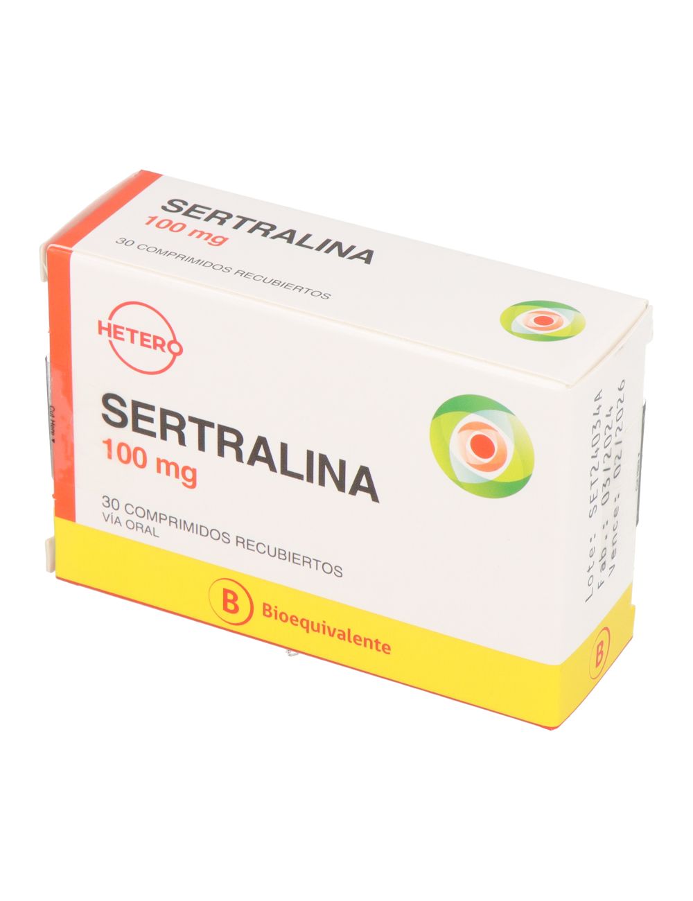 SERTRALINA 100MG 30 COMPRIMIDOS RECUBIERTOS BIOEQUIVALENTE LABORATORIO HETERO CENABAST