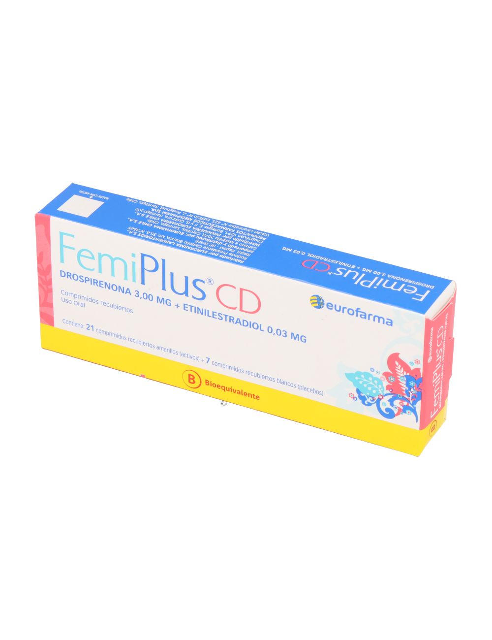 FEMIPLUS CD DROSPIRENONA ETINILESTRADIOL 28 COMPRIMIDOS BIOEQUIVALENTE LABORATORIO EUROFARMA CENABAST