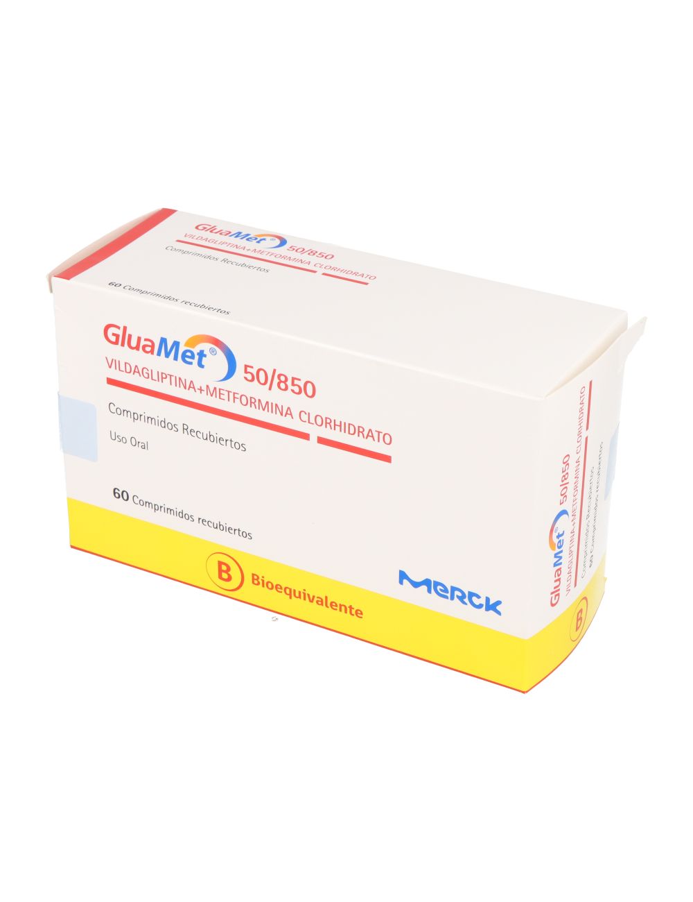 GLUAMET 50 / 850 VILDAGLIPTINA + METFORMINA CLORHIDRATO 60 COMPRIMIDOS RECUBIERTOS BIOEQUIVALENTE LABORATORIO MERCK CENABAST