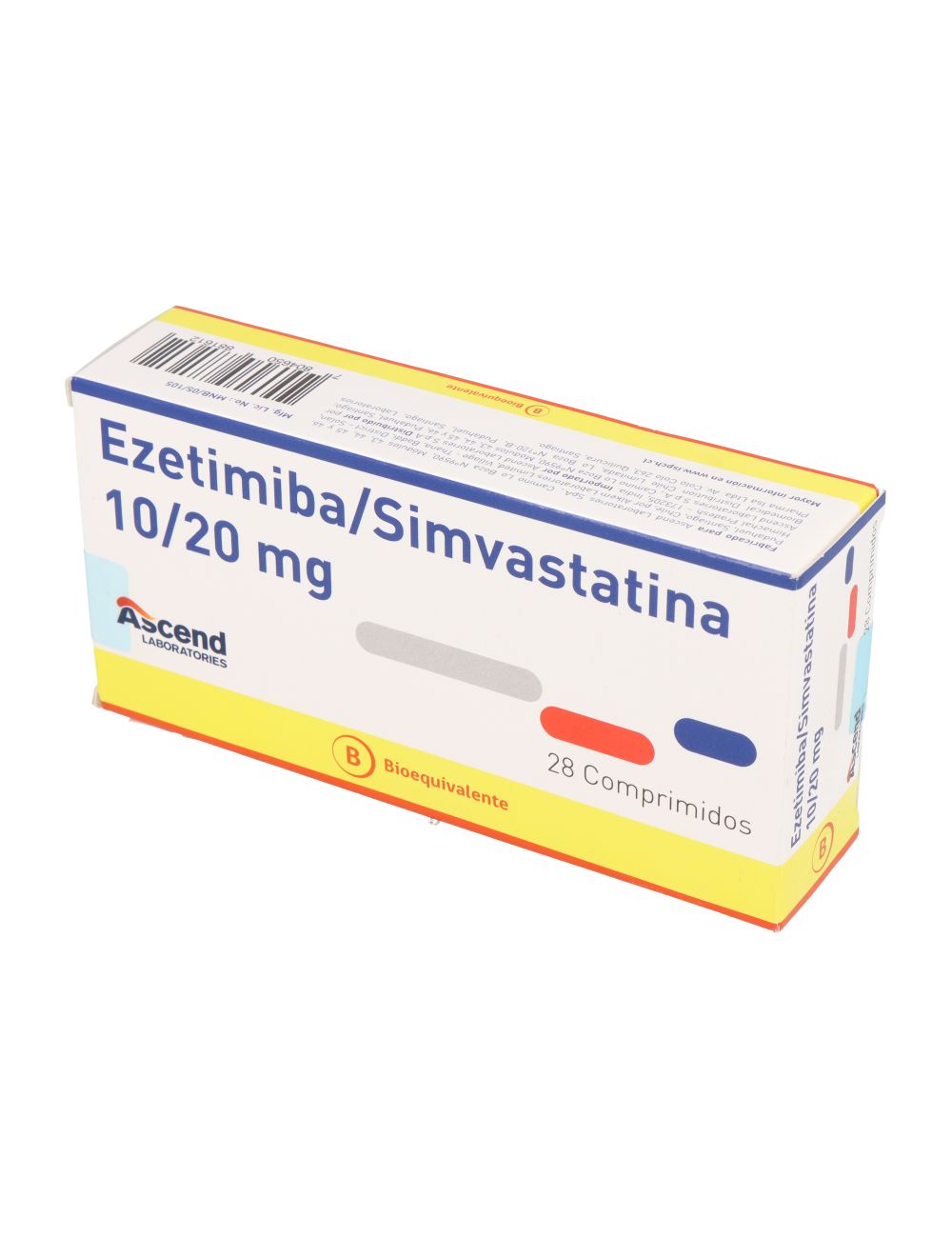 EZETIMIBA 10MG/SIMBASTATINA 20MG 28 COMPRIMIDOS BIOEQUIVALENTE LABORATORIO ASCEND CENABAST