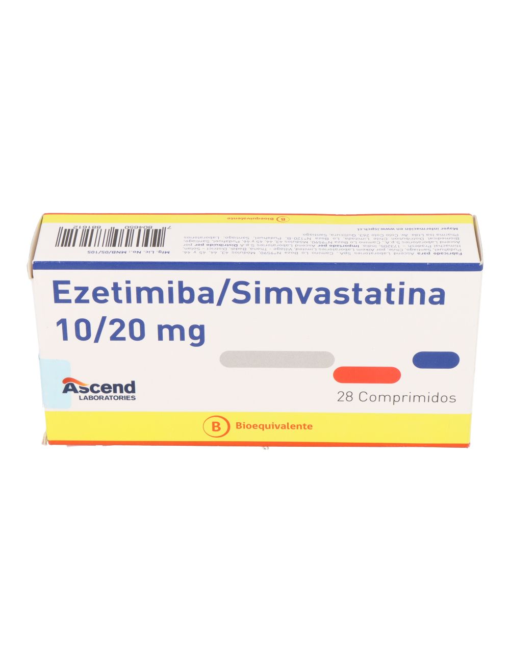 EZETIMIBA 10MG/SIMBASTATINA 20MG 28 COMPRIMIDOS BIOEQUIVALENTE LABORATORIO ASCEND