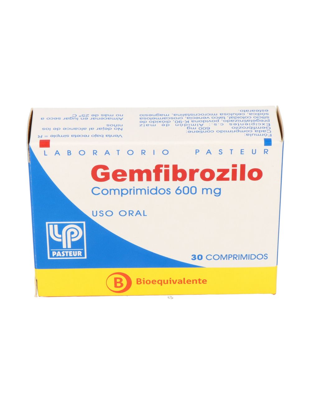 GEMFIBROZILO 600 MG 30 COMPRIMIDOS BIOEQUIVALENTE LABORATORIO PASTEUR CENABAST