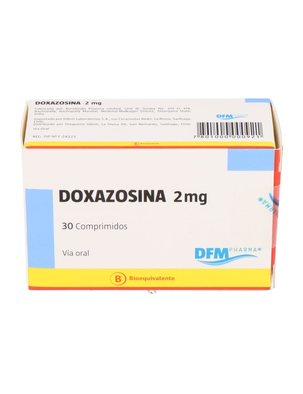 DOXAZOSINA 2 MG 30 COMPRIMIDOS BIOEQUIVALENTE LABORATORIO DFM CENABAST