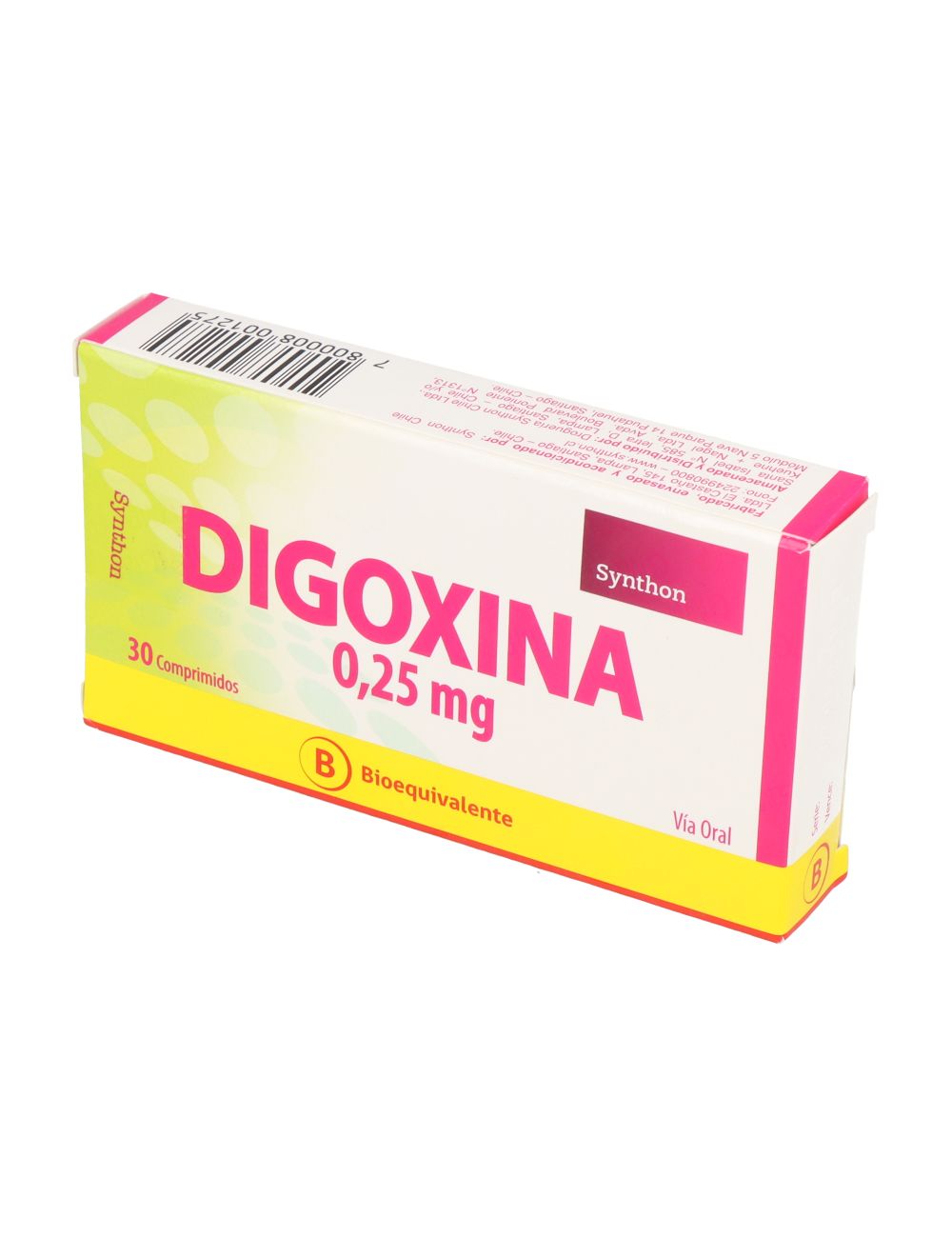 DIGOXINA 0,25 MG 30 COMPRIMIDOS BIOEQUIVALENTE LABORATORIO SYNTHON CENABAST