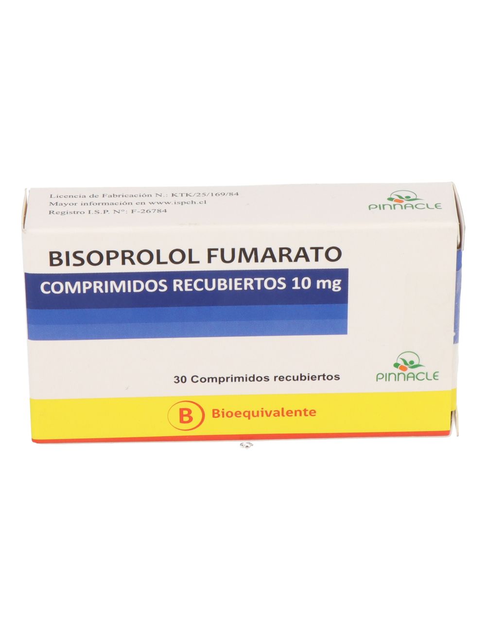 BISOPROLOL FUMARATO 10 MG 30 COMPRIMIDOS RECUBIERTOS BIOEQUIVALENTE LABORATORIO PINNACLE CENABAST