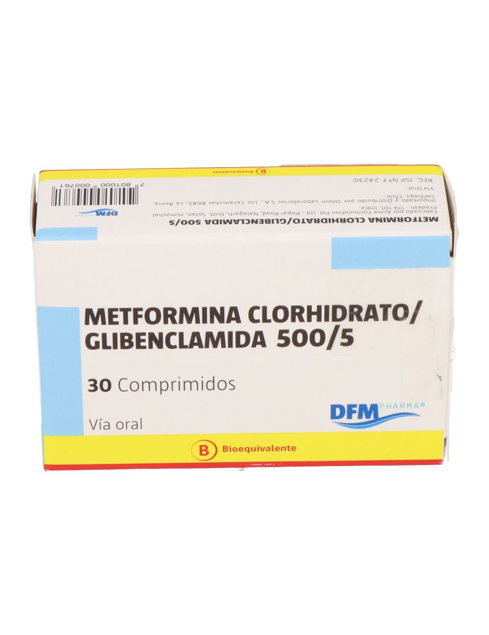 METFORMINA GLIBENCLAMIDA 500/5 30 COMPRIMIDOS BIOEQUIVALENTE LABORATORIO DFM CENABAST