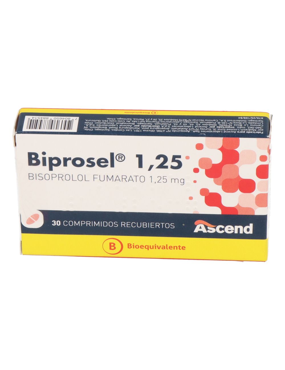 BIPROSEL BISOPROLOL FUMARATO 1,25 BIOEQUIVALENTE LABORATORIO ASCEND CENABAST