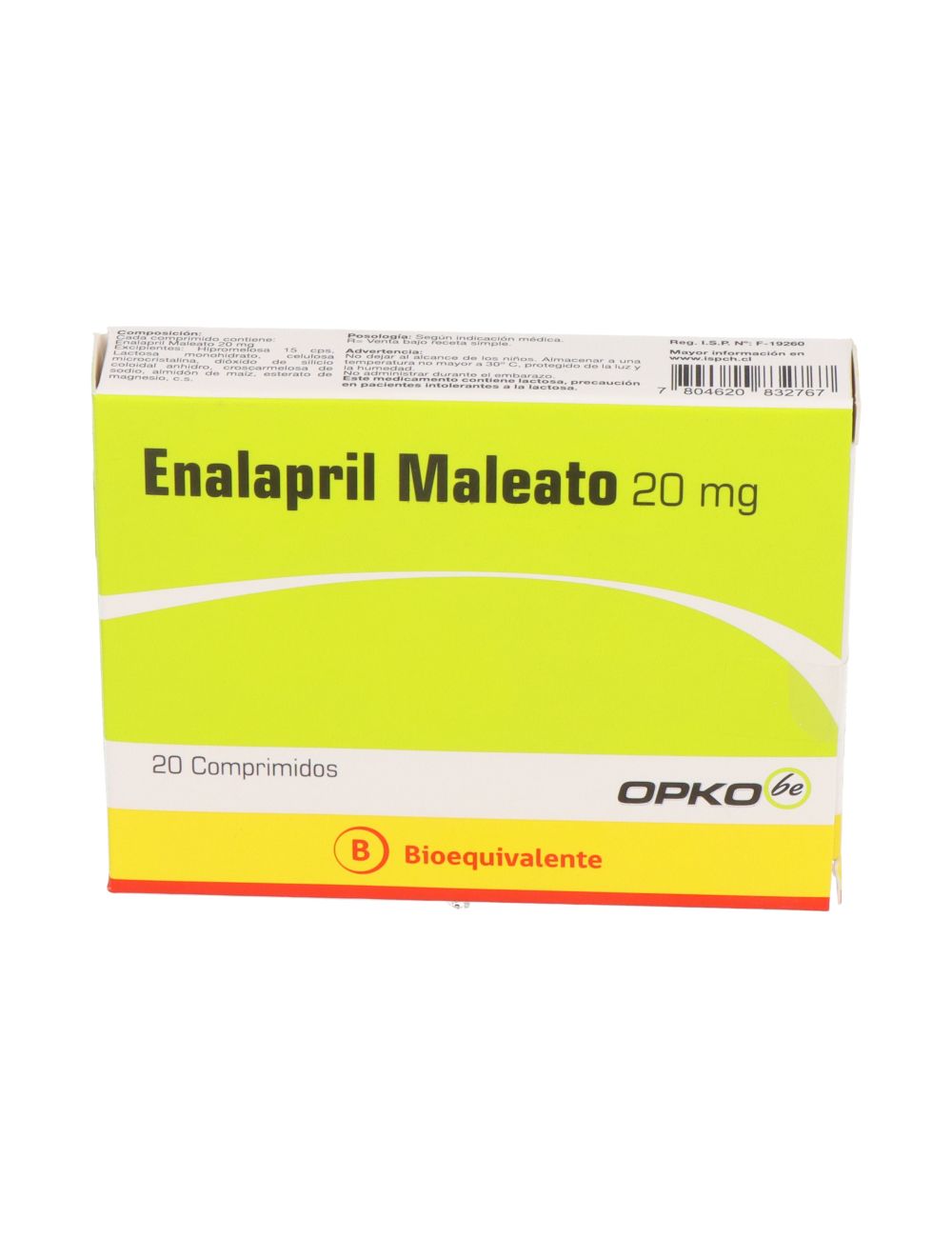 ENALAPRIL 20 MG 20 COMPRIMIDOS BIOEQUIVALENTE LABORATORIO OPKO CENABAST