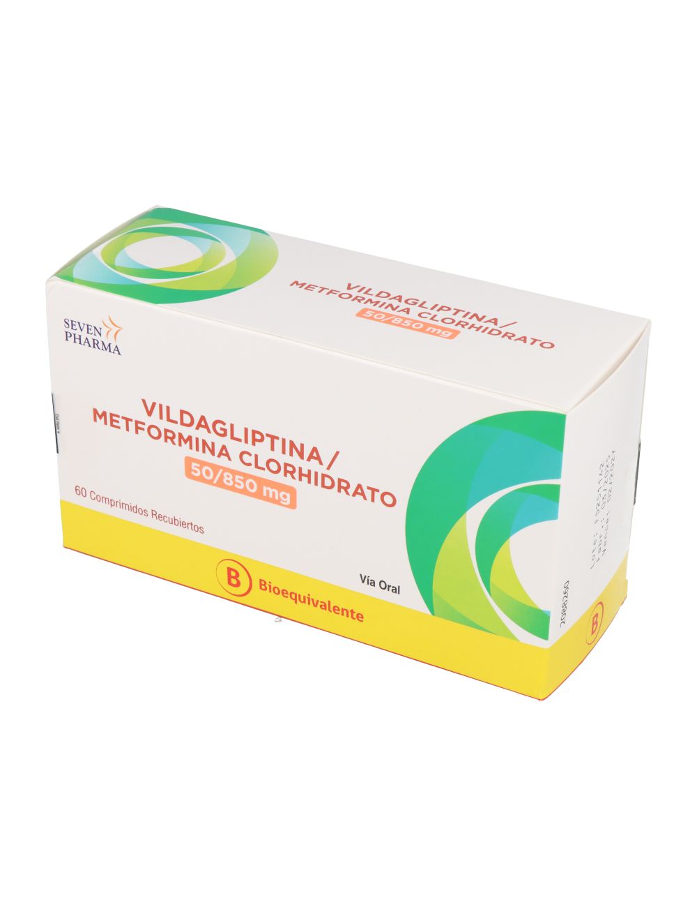 VILDAGLIPTINA / METFORMINA CLORHIDRATO 50 / 850 MG 60 COMPRIMIDOS BIOEQUIVALENTE LABORATORIO SEVEN PHARMA CENABAST